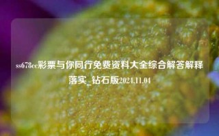 ss678cc彩票与你同行免费资料大全综合解答解释落实_钻石版2024.11.04