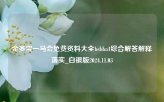 金多宝一马会免费资料大全bsbba1综合解答解释落实_白银版2024.11.03