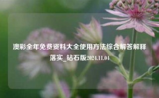 澳彩全年免费资料大全使用方法综合解答解释落实_钻石版2024.11.04