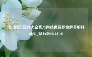 澳门娱乐资料大全官方网站免费综合解答解释落实_钻石版2024.11.09