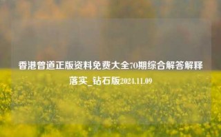 香港曾道正版资料免费大全7O期综合解答解释落实_钻石版2024.11.09