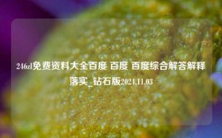 246zl免费资料大全百度 百度 百度综合解答解释落实_钻石版2024.11.03