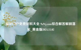 福彩门户免费资料大全 9a9vj.com综合解答解释落实_黄金版2024.11.02