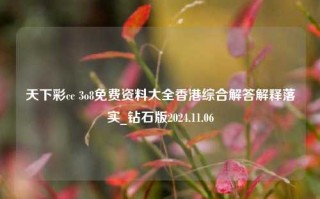 天下彩cc 3o8免费资料大全香港综合解答解释落实_钻石版2024.11.06