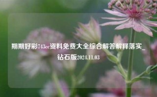 期期好彩743cc资料免费大全综合解答解释落实_钻石版2024.11.03