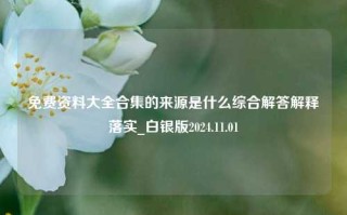 免费资料大全合集的来源是什么综合解答解释落实_白银版2024.11.01