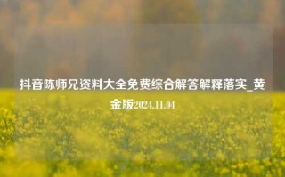 抖音陈师兄资料大全免费综合解答解释落实_黄金版2024.11.04