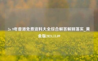 2o 9年香港免费资料大全综合解答解释落实_黄金版2024.11.09