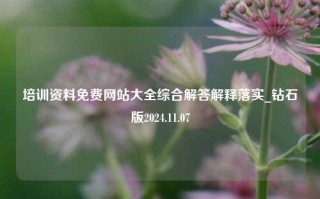 培训资料免费网站大全综合解答解释落实_钻石版2024.11.07