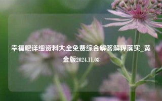 幸福吧详细资料大全免费综合解答解释落实_黄金版2024.11.08