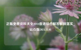 正版免费资料大全2O18香港综合解答解释落实_钻石版2024.11.01