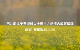 四九图库免费资料大全帝王之相综合解答解释落实_白银版2024.11.07