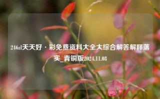 246zl天天好·彩免费资料大全大综合解答解释落实_青铜版2024.11.08