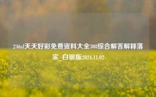 246zl天天好彩免费资料大全308综合解答解释落实_白银版2024.11.02