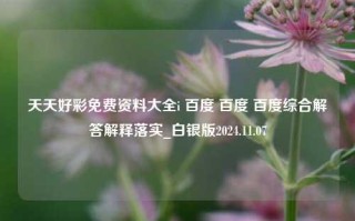 天天好彩免费资料大全i 百度 百度 百度综合解答解释落实_白银版2024.11.07