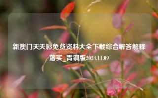 新澳门天天彩免费资料大全下载综合解答解释落实_青铜版2024.11.09