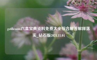 go6hcoom六盒宝典资料免费大全综合解答解释落实_钻石版2024.11.04