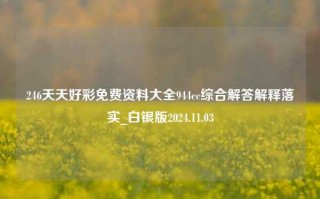 246天天好彩免费资料大全944cc综合解答解释落实_白银版2024.11.03