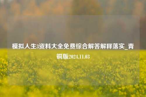 模拟人生3资料大全免费综合解答解释落实_青铜版2024.11.03-第1张图片-旅游攻略分享平台-独家小贴士